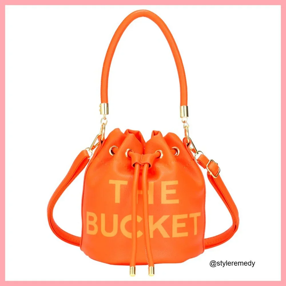 Mini Leather Bucket Bag Drawstring Purse Crossbody Hobo Handbag